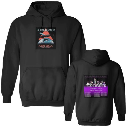 Discover Rock Band Foreigner Vintage Double Sided Hoodies, Foreigner Farewell Tour 2024 Double Sided Hoodies, Foreigne