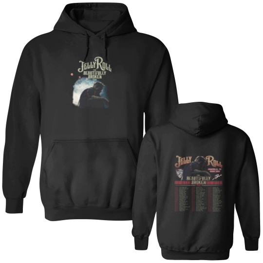 Discover Jelly Roll 2 Sides Music Concert Roll Double Sided Hoodies, The Beautiful Broken Tour 2024