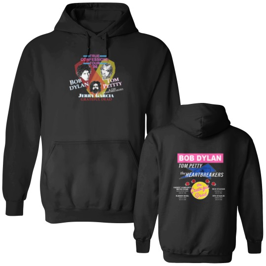 Discover Vintage 1986 Confessions Tour Double Sided Hoodies Jerry Garcia Bob Dylan' Tom Petty' Double Sided Hoodies