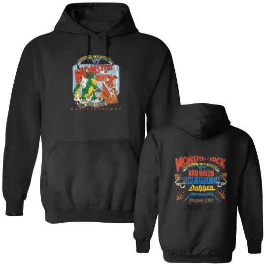 Discover Tour Rock Monsters Double Sided Hoodies 1988 Double Sided Hoodies Vintage Concert Halen Van