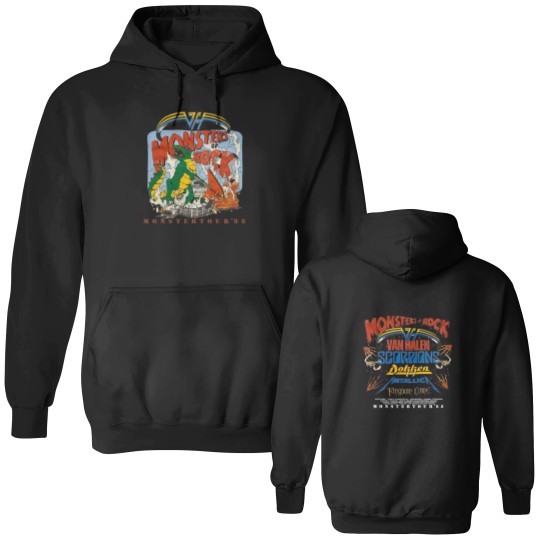 Discover Monster Of Rock Double Sided Hoodies, Vintage 1988 Monster Of Rock Tour Concert Double Sided Hoodies