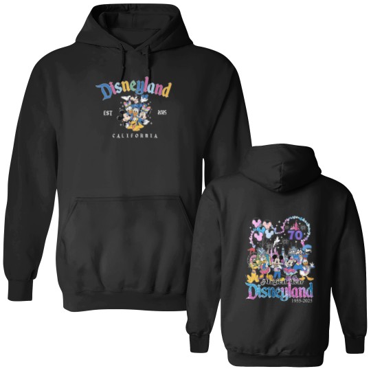 Discover Disneyyland 70th anniversary Double Sided Hoodies, Mickeyy & friends Disneyyland castle 1955-2025 Double Sided Hoodies