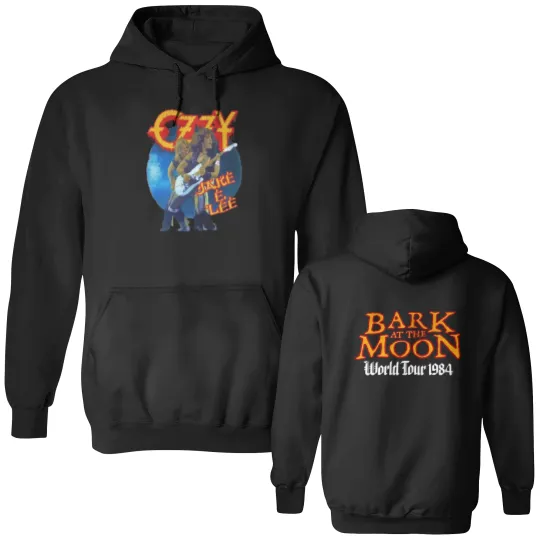 Discover 2 sides VTG 1984 Ozzy Osbourne Back at The Moon White Double Sided Hoodies