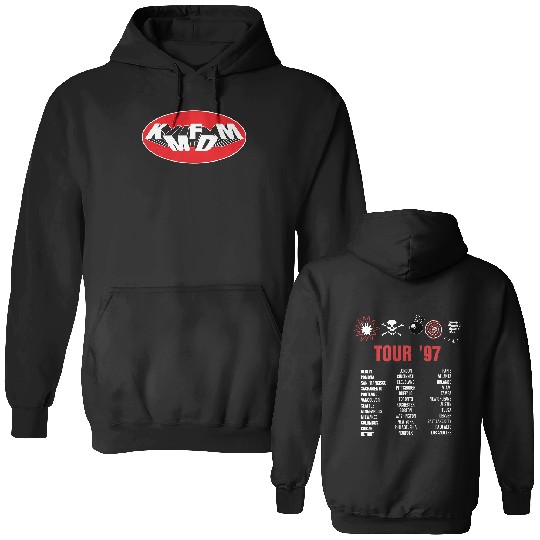 Discover KMFDM 1997 Symbols Tour Concert Double Sided Hoodies Black Cotton Unisex For Fans