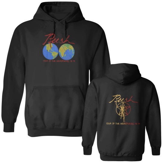 Discover Vintage 70s RUSH Tour of the Hemispheres Concert Double Sided Hoodies