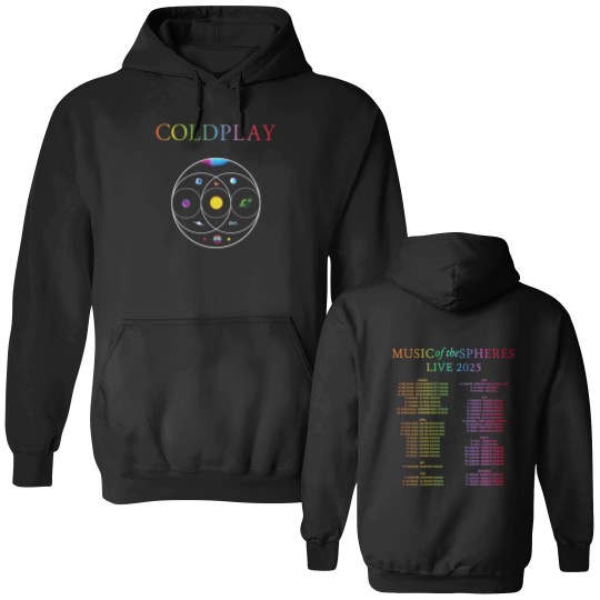 Discover Coldplay Music Of The Spheres Live 2025 Tour Merch Two Sides Unisex Double Sided Hoodies
