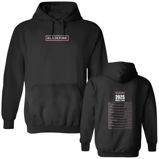 Discover Blackpink 2025 World Tour Dates Logo Unisex Double Sided Hoodies, Gift For Fans