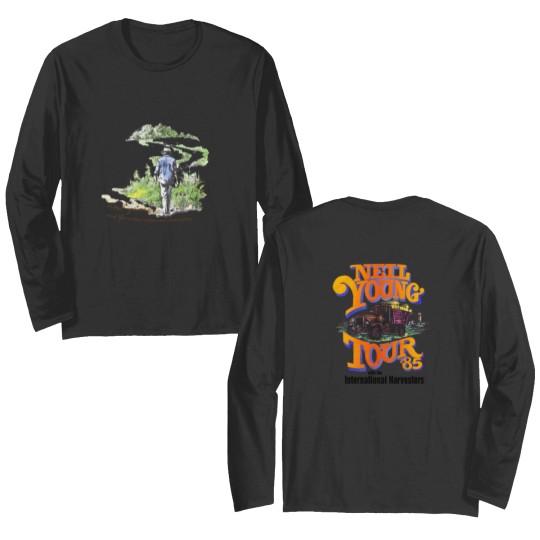Discover Neil Young Tour 1985 Rock Music Concert Double Sided Long Sleeves, Vintage