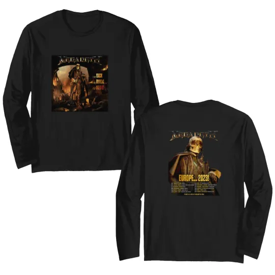 Discover Color Megadeth Band Europe 2023 Tour Summer Dates Double Sided Long Sleeves