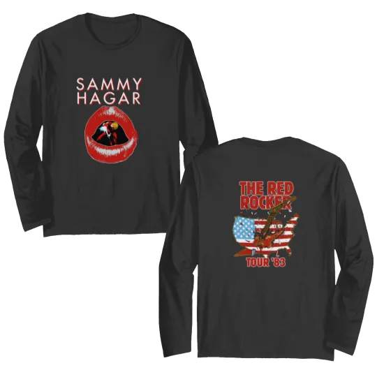 Discover Vintage Sammy Hagar 1983 Red Rocker Tour Black Double Sided Long Sleeves Gift For Fans Music