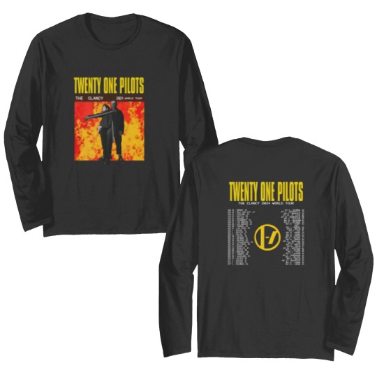 Discover Pilotss band 2024-2025 Clancy World Tour Double Sided with Dates Unisex Double Sided Long Sleeves