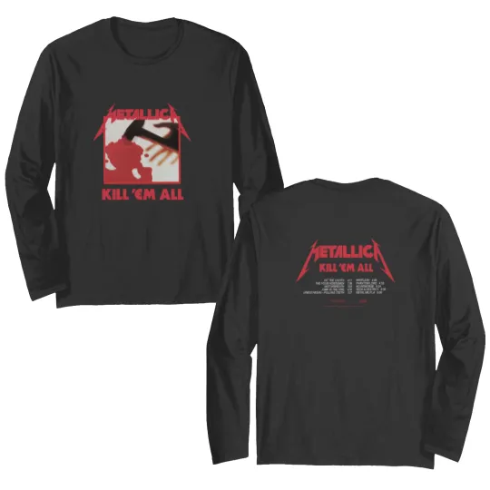 Discover Kill 'Em All Tracks Rock Band Double Sided Long Sleeves, Metallic Music Band Fan Double Sided Long Sleeves