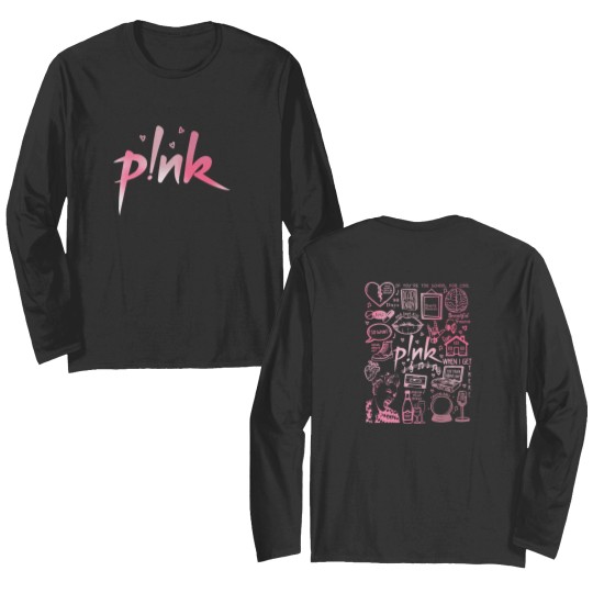 Discover P!Nk Lyric Album Song Doodle Art Water Color Pink Bundle Double Sided Long Sleeves