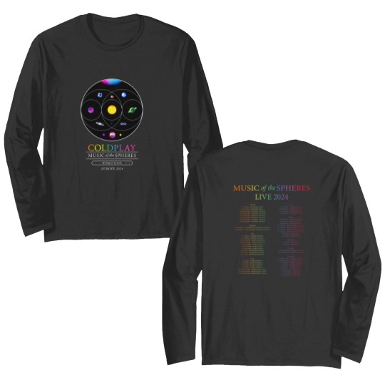 Discover Cold.Play Music of The Sphere.s Tour 2024 Double Sided Long Sleeves Cold.Play Worl.d Tour Double Sided Long Sleeves