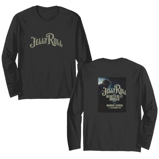Discover Jelly Roll Merch Beautifully Broken 2024 Tour Logo Double Sided Long Sleeves