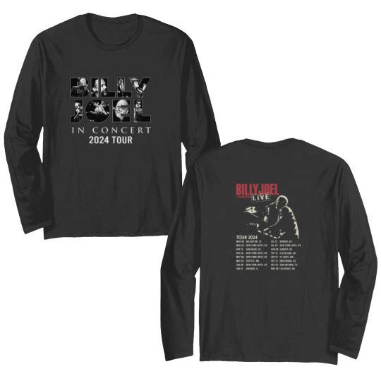 Discover Billy Joel Music Tour 2024 Font & Back Double Sided Long Sleeves
