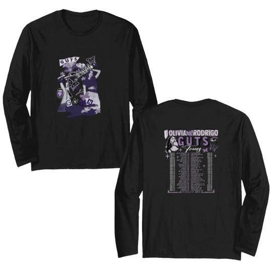 Discover Olivia Rodrigo Guts Double Sided Long Sleeves, Olivia Rodrigo Guts Merch, Guts Tour 2024 Double Sided Long Sleeves