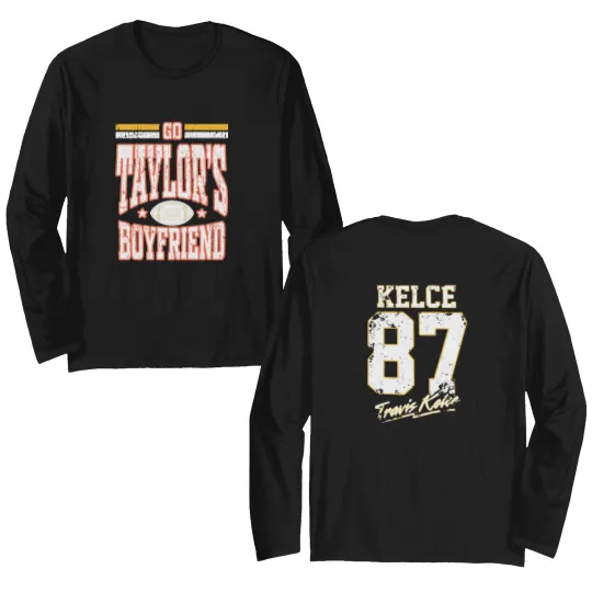 Discover Go Taylors Boyfriend Double Sided Long Sleeves, Vintage Travis Kelce Double Sided Long Sleeves