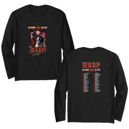 Discover W.A.S.P. Album On Alive 2024 Tour Double Sided Long Sleeves, WASP Band Fan Double Sided Long Sleeves