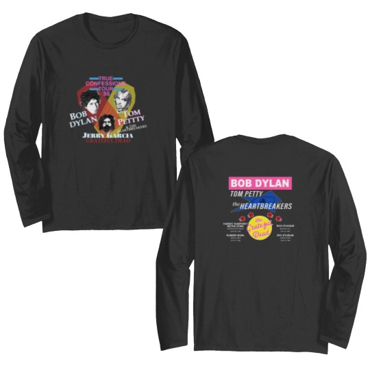 Discover Vintage 1986 Confessions Tour Double Sided Long Sleeves Jerry Garcia Bob Dylan' Tom Petty' Double Sided Long Sleeves
