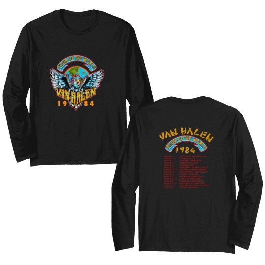 Discover Vintage 1984 World Tour Monsters of Rock van Double Sided Unisex Double Sided Long Sleeves