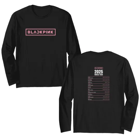 Discover Blackpink 2025 World Tour Dates Logo Unisex Double Sided Long Sleeves Gift for Friend Size S-4XL