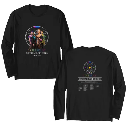 Discover 2025 Coldplay Music of the Spheres Tour Double Sided Long Sleeves, Coldplay Band 2025 Concert