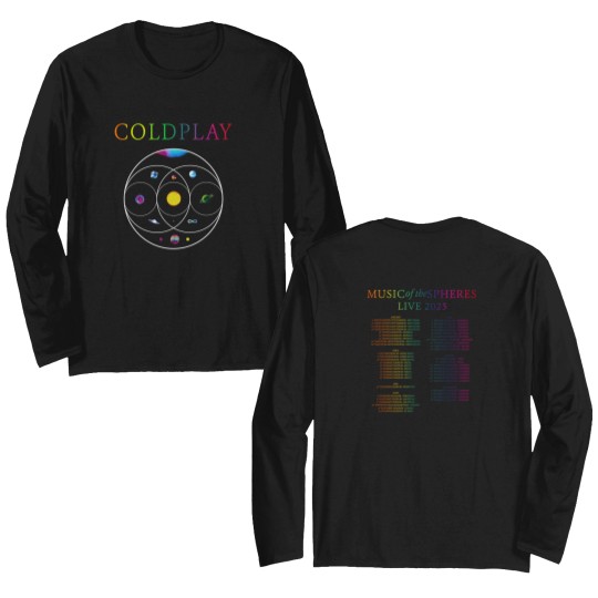 Discover MUSIC OF THE SPHERES WORLD TOUR 2025 Double Sided Long Sleeves– Coldplay Double Sided Long Sleeves
