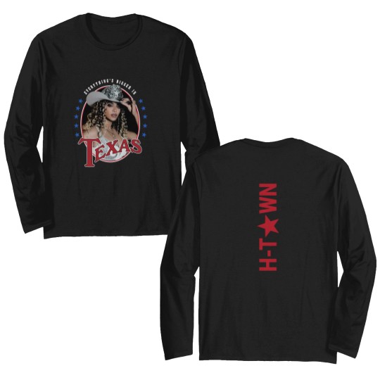 Discover Beyoncé Cowboy Carter Tour 2025 Houston, TX  reprint Double Sided Long Sleeves