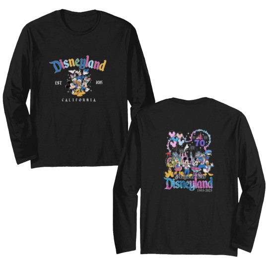 Discover Disneyyland 70th anniversary Double Sided Long Sleeves, Mickeyy & friends Disneyyland castle 1955-2025 Double Sided Long Sleeves