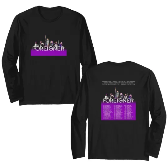 Discover Foreigner Band 2025 Tour Double Sided Long Sleeves Black Unisex S-2XL