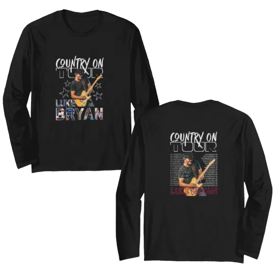 Discover Luke Bryan Graphic Double Sided Long Sleeves, 2025 Luke Bryan Country Song Came On Tour Double Sided Long Sleeves