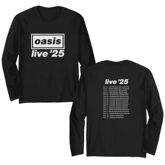 Discover Oasis Live 25 Tour Double Sided Long Sleeves – Unisex Britpop Rock Heavyweight Double Sided Long Sleeves