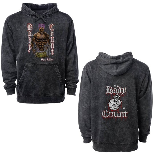 Discover New D T G printed  Double Sided Mineral Wash Hoodies - BODY COUNT