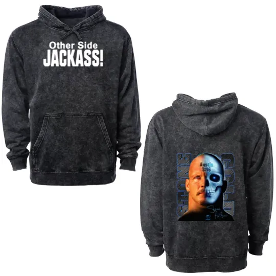 Discover Vintage 90's Stone Cold Steve Austin Other Side Jackass Double Sided Mineral Wash Hoodies