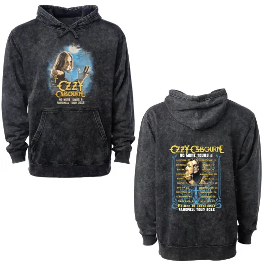 Discover Ozzy Osbourne Farewell Tour 2018 Graphic Double Sided Mineral Wash Hoodies Black Medium