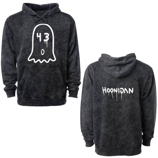 Discover Ken Block Big Ghost 43 Double Sided Mineral Wash Hoodies, Hoonigan Ken Block Double Sided Mineral Wash Hoodies