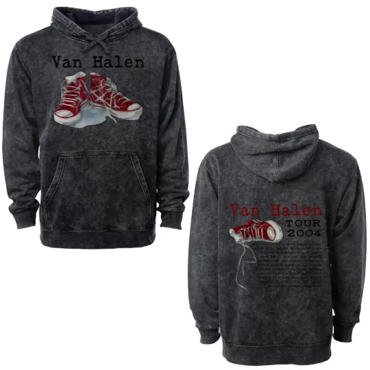 Discover 2004 van Tour Double Sided Mineral Wash Hoodies, van White Red Shoes Tour Double Sided Mineral Wash Hoodies