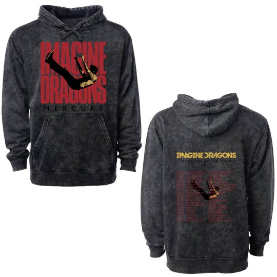Discover Imagine Dragon Double Sided Mineral Wash Hoodies, Mercury Tour 2023 Double Sided Mineral Wash Hoodies