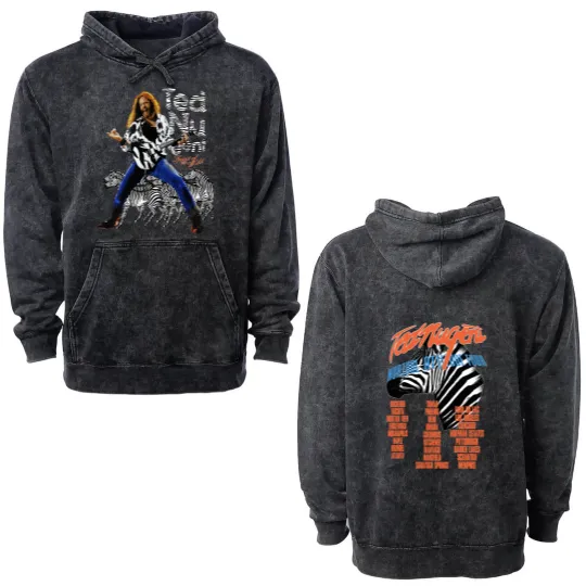 Discover Band Double Sided Mineral Wash Hoodies / Ted Nugent Tour / Graphic Print Double Sided Mineral Wash Hoodies Double Sided Mineral Wash Hoodies