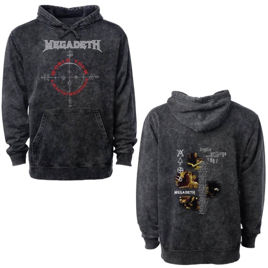 Discover vintage 1997 Megadeth Cryptic Writings World Tour Double Sided Mineral Wash Hoodies