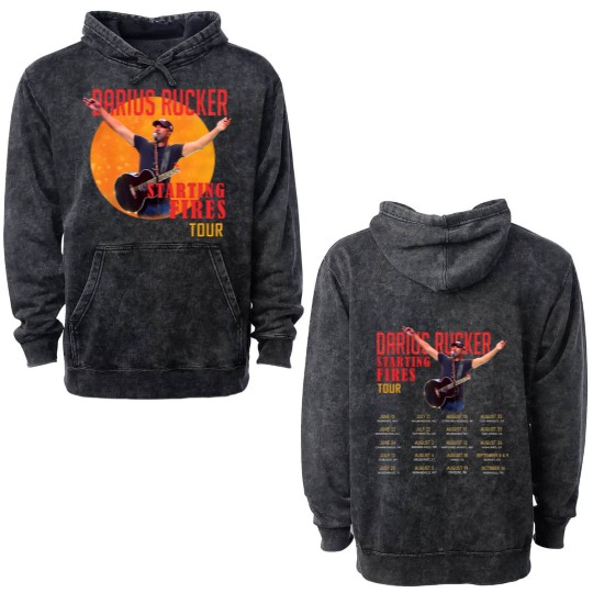 Discover Darius Rucker Fan Double Sided Mineral Wash Hoodies, Darius Rucker Starting Fi%res Tour 2023 Double Sided Mineral Wash Hoodies