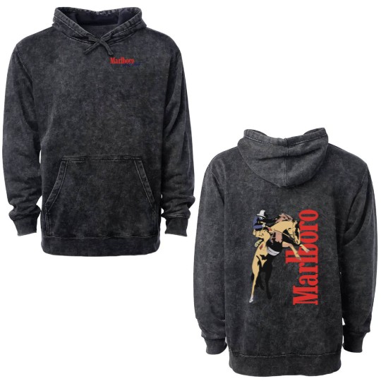 Discover Vintage Marlboro Cowboy Wild West  Double Sided Mineral Wash Hoodies
