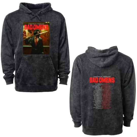 Discover BAD OMENS Concrete Forever US Tour 2023 Double Sided Mineral Wash Hoodies