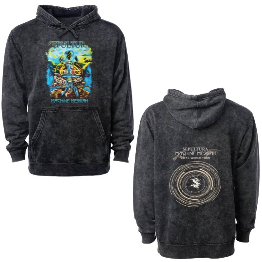 Discover SEPULTURA-MACHINE MESSIAH 2017 World Tour Unisex Double Sided Mineral Wash Hoodies,