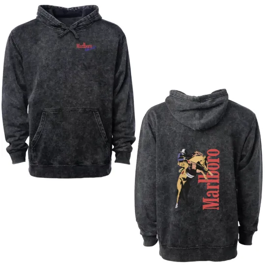 Discover Vintage Marlboro Cowboy Wild West Double Sided Mineral Wash Hoodies, Country Music
