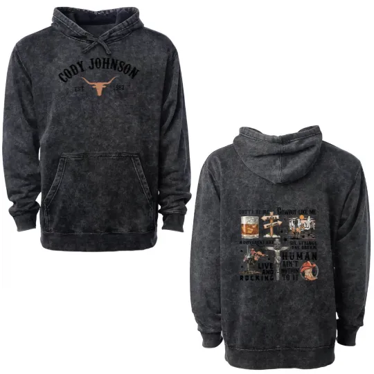 Discover Cody Johnsonn The Leather Tour 2024 Double Sided Mineral Wash Hoodies, Cody Johnsonn Concert 2024