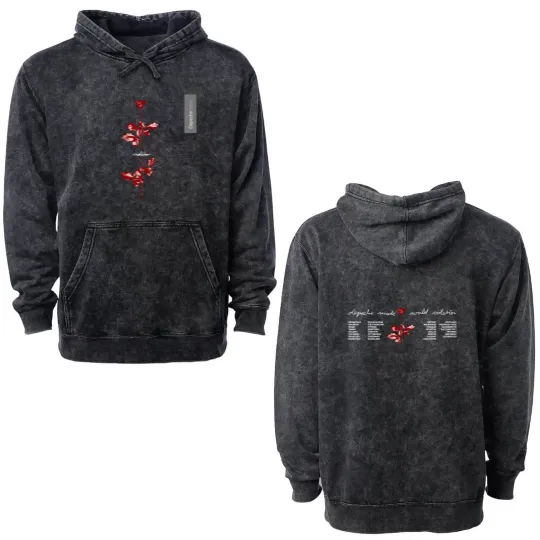 Discover Vintage 1990 DEPECHE MODE World Violator Concert Unisex Double Sided Mineral Wash Hoodies