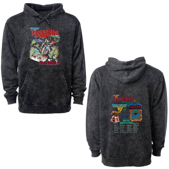 Discover Vintage 1988 van Monsters of Rock Concert Unisex Double Sided Mineral Wash Hoodies