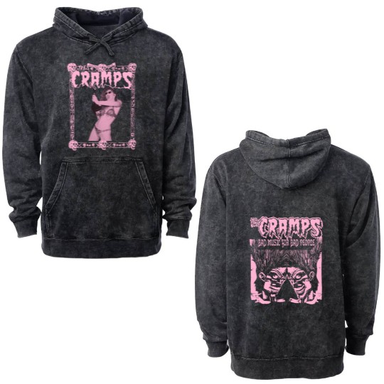 Discover The Cramps Poison Ivy Double Sided Mineral Wash Hoodies, Bad Music For Bad People Double Sided Mineral Wash Hoodies